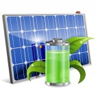 Green Energy Concept with Solar Panel, Battery and Young Sprout, vector isolated on white background