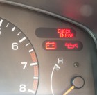 Car dashboard warning lights symbols showing check engine ,oil pressure , battery charge